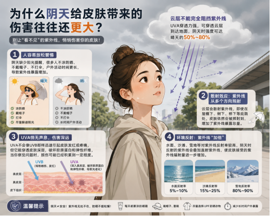 阴天不防晒更易晒伤?UVA穿透云层悄悄让你变黑(图3) 阴天不防晒更易晒伤?UVA穿透云层悄悄让你变黑(图3)