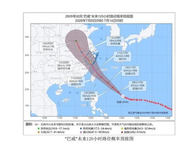 今年9号台风巴威逼近闽浙沿海,省防指提升应急响应(图1) 今年9号台风巴威逼近闽浙沿海,省防指提升应急响应(图1)