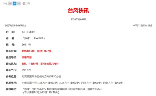 新台风海神生成,对我国无影响;福建启动防汛应急响应(图1) 新台风海神生成,对我国无影响;福建启动防汛应急响应(图1)