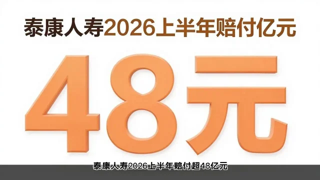 泰康人寿2026上半年赔付超48亿元 