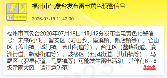 福州雷电黄色预警!未来6小时有雷雨大风,注意防范(图2) 福州雷电黄色预警!未来6小时有雷雨大风,注意防范(图2)