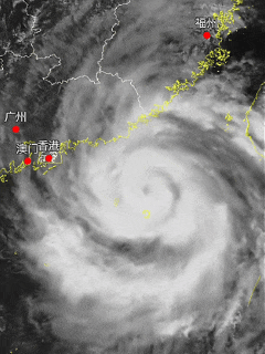 台风红霞逼近广东沿海，最大风力12级，今晚到明早登陆