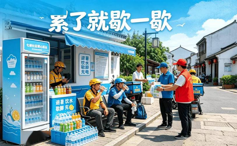 福州福安打造“暖新驿站”:骑手高温天有凉茶喝、有地方歇脚(图2) 福州福安打造“暖新驿站”:骑手高温天有凉茶喝、有地方歇脚(图2)