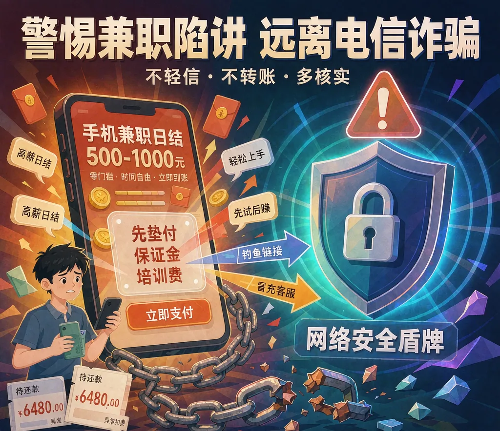 福州警惕“日结200元”兼职陷阱!软件充场背后牵出1400万元电信诈骗黑产链(图1) 福州警惕“日结200元”兼职陷阱!软件充场背后牵出1400万元电信诈骗黑产链(图1)
