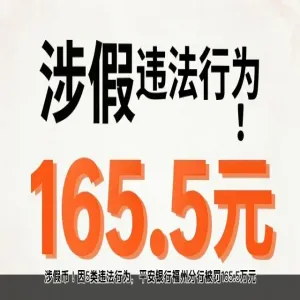 涉假币！因5类违法行为，平安银行福州分行被罚165.