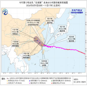 台风白海豚今晚登陆浙江福建，沿海大风暴雨，请做好防范